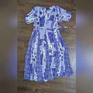 Vtg Willow Ridge Purple Floral Dress Size LP Large Petite